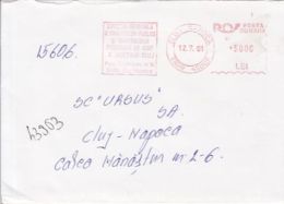 71211- REVENUE SERVICE, CLUJ NAPOCA, AMOUNT 5000, RED MACHINE STAMPS ON COVER, 2001, ROMANIA - Brieven En Documenten