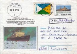 71292- ARKTIKA ATOM ICEBREAKER, POLAR SHIP, REGISTERED COVER STATIONERY, 1997, ROMANIA - Polar Ships & Icebreakers