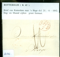 HANDGESCHREVEN BRIEF Uit 1842 Gelopen Van ROTTERDAM Naar 's-GRAVENHAGE (11.121) - ...-1852 Precursori