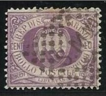 1877 San Marino Saint Marin CIFRA O STEMMA 40c Lilla Scuro (7) USATO - Gebraucht