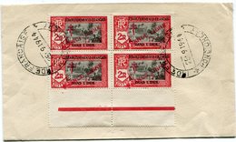 INDE FRANCE LIBRE LETTRE AFFRANCHIE AVEC UN BLOC DE 4 AVEC VARIETE " FRANOE " AVEC CACHET INDE... 25-9-1944 PONDICHERY - Storia Postale