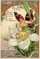 Jugendstil Schmetterlinge Personifiziert Künstlerkarte 1901 I-II Art Nouveau - Unclassified