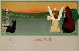Caspari Engel Weihnachtsmann  Künstlerkarte I-II Pere Noel Ange - Unclassified