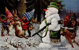 Thiele, Arthur Zwerge Schneemann Hase Verlag TSN 1950 Künstlerkarte I-II Lutin - Thiele, Arthur