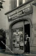 BERUFE/GESCHÄFTE - Foto-Ak -Kolonialwaren Friedrich Striker- Mit Palmin/Persil-Werbung (vermutlich Frankfurt/Main), Ecke - Publicidad