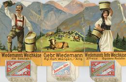 WANGEN,Allgäu - DELICATESS-ALPENKÄSE Gebrüder Wiedemann - Gefalteter Karton-Werbeständer, Getrennt Bzw. Teils Angetrennt - Advertising