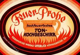 Werbung Königsbrück (O8293) Feuer Probe Keramische Werke Ufer & Co. I-II Publicite - Advertising