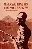 Feuerwehr Mollis (8753) Schweiz Feuerwehrtag Des Linthverbandes Künstlerkarte 1909 I-II Pompiers - Feuerwehr