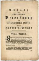 Landwirtschaft Frankfurt (6000) Anhang Zur Obrigkeitlichen Verordnung Und Vorgeschlagenen Mitteln Gegen Die Hornvieh-Seu - Ausstellungen