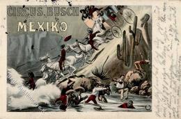 Zirkus Busch Mexiko Künstler-Karte 1905 I-II (fleckig) - Cirque