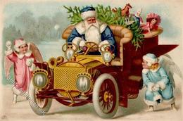 Weihnachtsmann Auto Engel Puppe Spielzeug Präge-Karte 1909 I-II Pere Noel Jouet Ange - Santa Claus