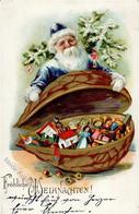 Weihnachtsmann Puppe Spielzeug 1904 Präge-Karte I-II Pere Noel Jouet - Santa Claus