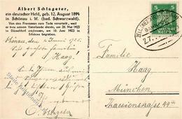 Schlageter Senior Autograph 1925 Bahnpost Stpl. Zell (wiesental) Todtnau I-II - Eventi