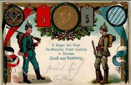 Regiment Bamberg (8600) Nr. 5. Bayer. Inf.-Regt. Großherzog Ernst Ludwig Von Hessen  Prägedruck 1917 I-II - Régiments