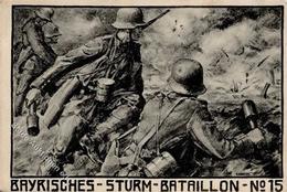 Regiment Bayrisches-Sturm-Bataillon Nr. 15 Künstlerkarte 1917 I-II (Eckbug) - Régiments