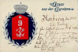 Regiment Harburg (2000) Nr. 9 Garnison  Prägedruck 1902 I-II - Régiments