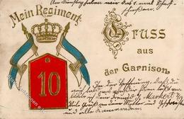 Regiment Ingolstadt (8070) Nr. 10  Garnision  Prägedruck 1911 I-II (Eckbug,  Fleckig) - Régiments