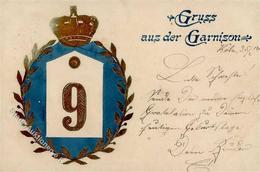 Regiment Köln (5000) Nr. 9. Garnison  Prägedruck 1902 I-II (Marke Entfernt) - Regimientos