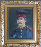 Regiment Nr. 111 Portrait Eines Solden Ölgemälde 42 X 36,5 Cm II - Regiments