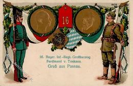 Regiment Passau (8390) Nr. 16. Bayer. Inf.-Regt. Großherzog Ferdinand Von Toskana Prägedruck 1916 I-II - Regiments