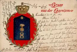 Regiment Saarlouis (6630) Nr. 8 Garnision  Prägedruck 1903 II (Eckbug) - Regiments