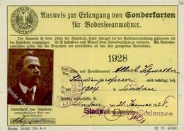 Weimarer Republik Lindau (8990) Ausweis Zur Erlangung Von Sonderkarten Für Bodenseeanwohner I-II - Histoire