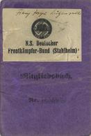 Zwischenkriegszeit 1 Mitgliedsbuch N.S. Deutscher Frontkämpfer Bund Stahlhelm I-II - Historia