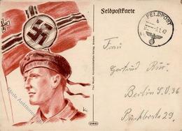 Propaganda WK II Fahne Soldat  Künstlerkarte I-II - Weltkrieg 1939-45