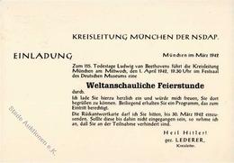 Propaganda WK II München (8000) WK II Weltanschauliche Feierstunde Einladung NSDAP KEINE AK I-II - War 1939-45