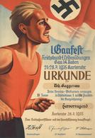 Propaganda WK II Urkunde 1. Gaufest Reichsbund Für Leibesübungen Ca. 43 X 31 Cm II - War 1939-45