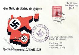 Propagandabrief WK II - Mit S-o -NSKK-WAHLHILFDIENST Gauwahlleitung- INNSBRUCK 10.4.38 I - Weltkrieg 1939-45