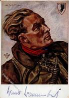 Willrich Nr. E 17 WK II Ritterkreuzträger Baumbach Hauptmann Mit Unterschrift Künstlerkarte II (Reißnageleinstiche) - Oorlog 1939-45