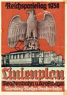 REICHSPARTEITAG NÜRNBERG 1938 - Mehrseitiger STRASSENBAHN-LINIENPLAN, Bedarfsgebraucht II - Weltkrieg 1939-45