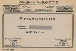 SS WK II - SS-Prämienschein D. NSDAP-SCHUTZSTAFFELN 1940 I-II - War 1939-45