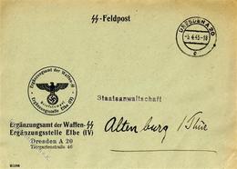 SS-Feldpostbrief 1943 WK II - ERGÄNZUNGSAMT D. WAFFEN-SS - Ergänzungsstelle Elbe DRESDEN I-II - War 1939-45