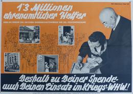 WHW Plakat 59,5 X 42 Cm 1,3 Millionen Ehrenamtliche Helfer I-II - War 1939-45