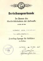 Verleihungsurkunde Frontflug-Spange Für Aufklärer In Silber I-II R! - Weltkrieg 1939-45