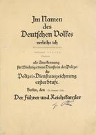 Verleihungsurkunde WK II Polizei Dienstauszeichnung Erste Stufe I-II - Weltkrieg 1939-45