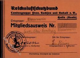 WK II Dokumente - Mitgliedsausweis REICHSLUFTSCHUTZBUND Halle,Saale Mit Beitragsmarken I-II - Weltkrieg 1939-45