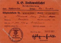 WK II Dokumente - REICHSFÜHRUNG N.S.VOLKSWOHLFAHRT Mitgliedskarte Mit Beitragsmarken 1937-1939 I-II - Guerra 1939-45