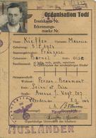 WK II Dokumente Ersatzkarte Für Dienstbuch Organisation Todt I-II - War 1939-45