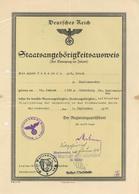 WK II Dokumente Staatsangehörigkeitsausweis I-II (fleckig) - Guerre 1939-45