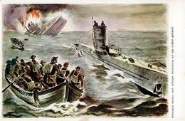 WK II U-Boot Künstlerkarte I-II - War 1939-45