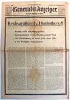 Buch WK II Zeitung Frankfurt General Aanzeiger Todesanzeige Hindenburgs 2. August 1934 II (kleine Einrisse, Fleckig) Jou - War 1939-45