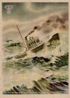 Marine WK II Ein Boot Der Rheinflottille Sign. Kamps Künstlerkarte I-II - Warships