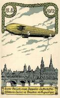 DRESDEN - 1.Besuch ZEPPELIN-LUFTSCHIFF VIKTORIA LUISE In DRESDEN 18.8.1912, Künstlerkarte Sign. Fritz Müller I - Flieger