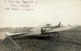 Flugereignis Flug Tag Ernst Schleger Auf Aviatik Eindecker Foto-Karte I-II Aviation - Aviadores