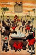 Ballon Gordon-Bennett-Wettfliegen Kamerun Humor Künstlerkarte 1909 I-II - Mongolfiere