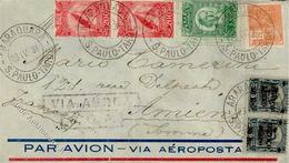 Flugpost Brasilien, Flugpost, 2000 R Grün (Mi.Nr.323), 5 Marken Zusatz, 1 Wert Briefbug, K2 ARARAQUARA 23.IV.31", Beförd - Airmen, Fliers