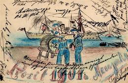 Kolonien Kiautschou Handgemalt Neujahr Stpl. Kais. Deutsche Marine Schiffspost No. 11 10.2.00 I-II Peint à La Main Colon - History